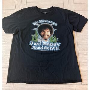 Bob Ross‎ short sleeve cotton tee. "No Mistakes, Just Happy Accidents". Size L